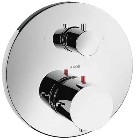 Thermostatic mixer for conc installation with shut-off valve, brushed bronze