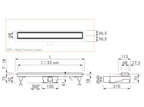 traps EasyDrain ar horizontālo atloku,Tile/Zero, L=800 mm, h=92 mm