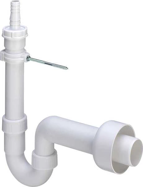 veļas mašīnas sifons, d=50 mm, plastmasas, balts