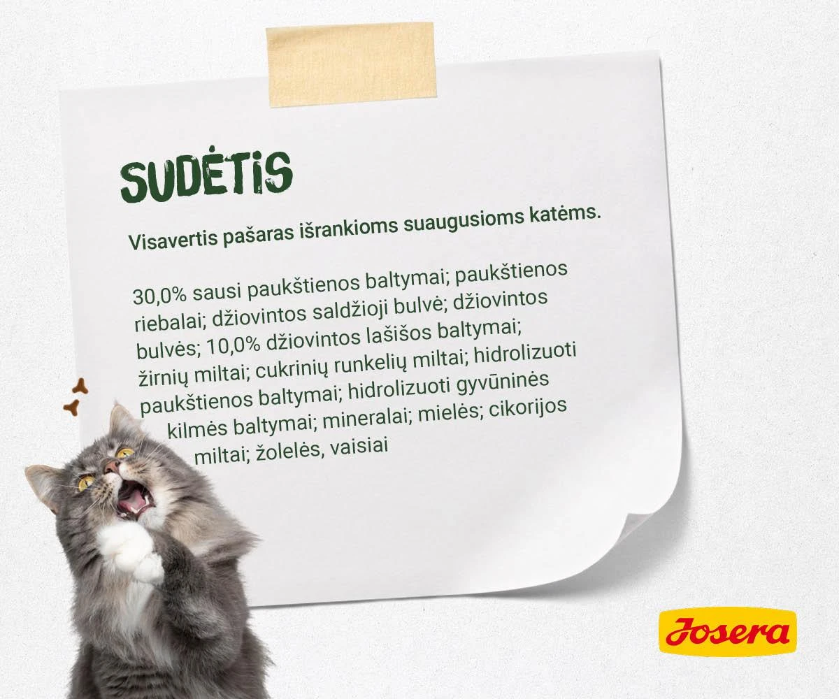 Josera Naturecat sausas begrūdis maistas suaugusioms jautrioms maistui katėms 2kg