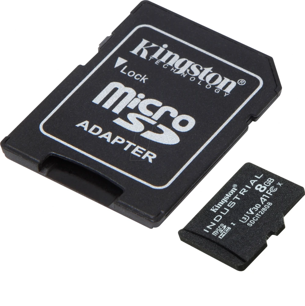 Atminties kortelė Kingston | UHS-I | 8 GB | Micro SDHC/SDXC Industrial Card | Flash atminties klasė Class 10, UHS-I, U3, V30, A1 | SD Adapteris