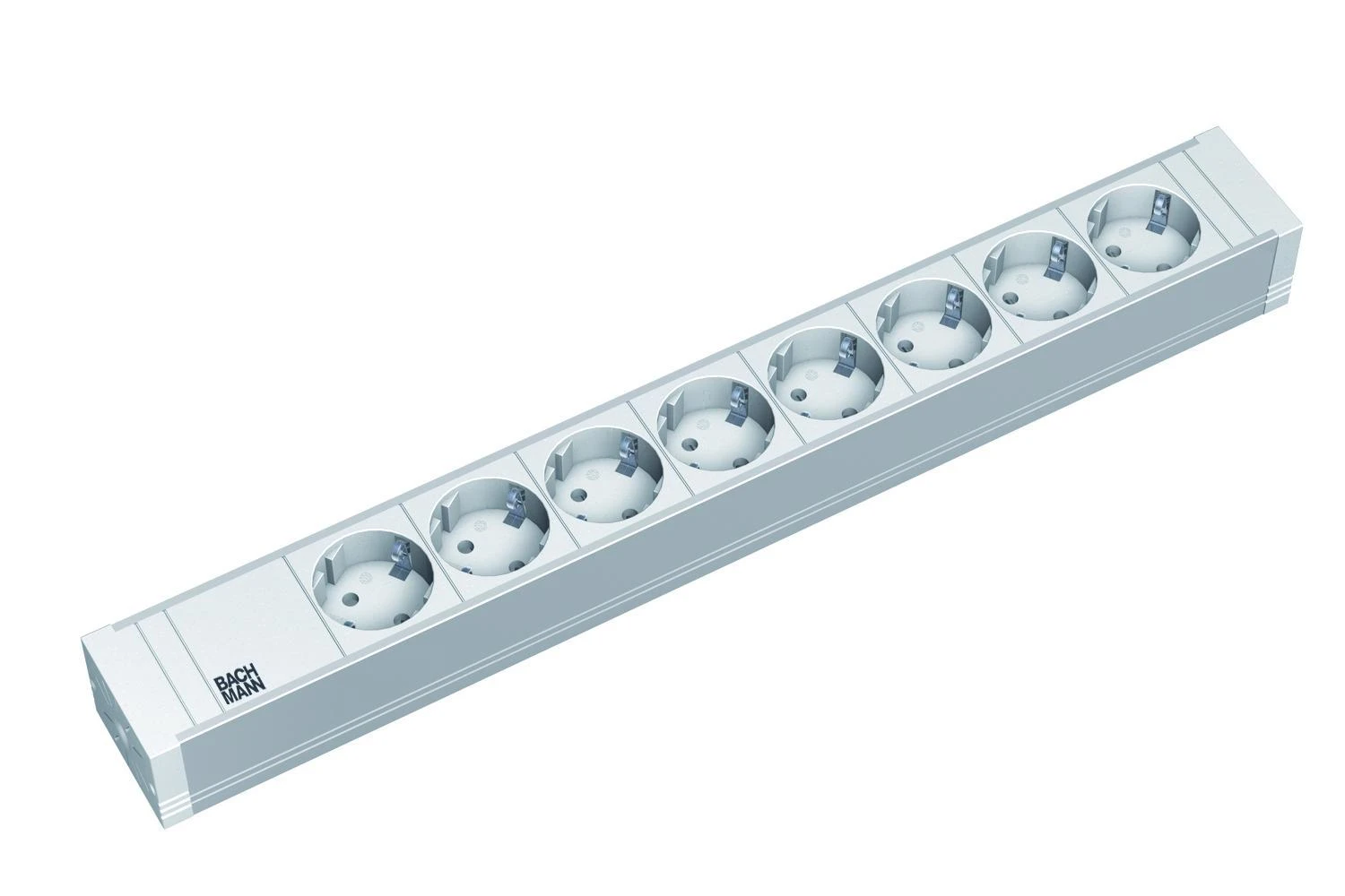 Bachmann 19" lizdo juostelė PVC 1.5U, 8 krypčių, šviesiai pilka 2.0m, be jungiklio