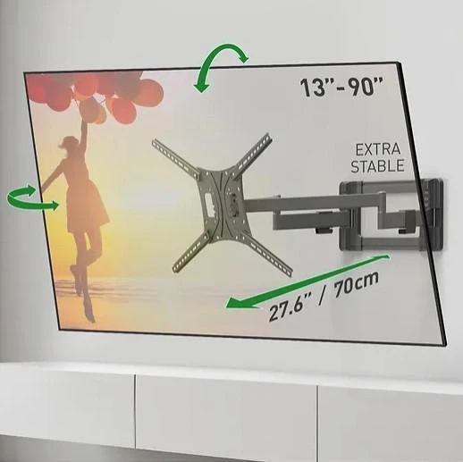Laikiklis BARKAN BM464L 13"-90" lygiam/lenktam TV, 4 lankstu, sieninis, prailgintas