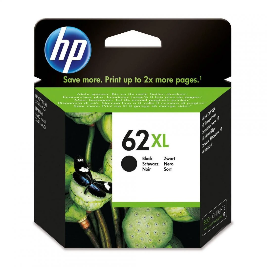 Hewlett Packard (HP) HP 62XL ink cartridge, juodas
