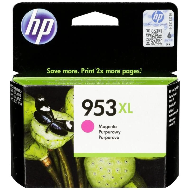 Hewlett Packard (HP) HP 953XL didelio našumo purpurinė rašalo kasetė, 1600 puslapių, skirta HP OfficeJet Pro 8218,8710,8720,8730,8740