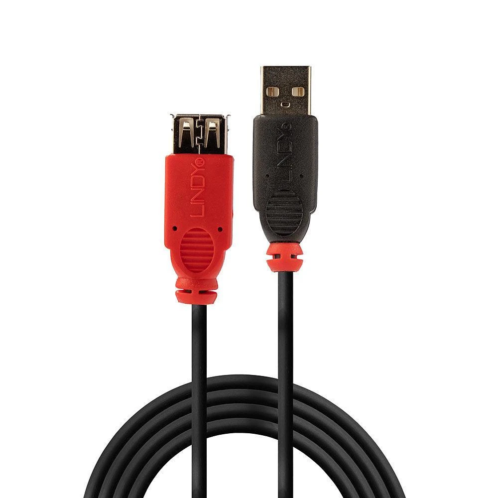 USB Prailginimo Laidas - LINDY Aktyvus Plonas USB 2.0 Prailginimo Laidas, M/F, 480 Mbps, 5 m, Juodas