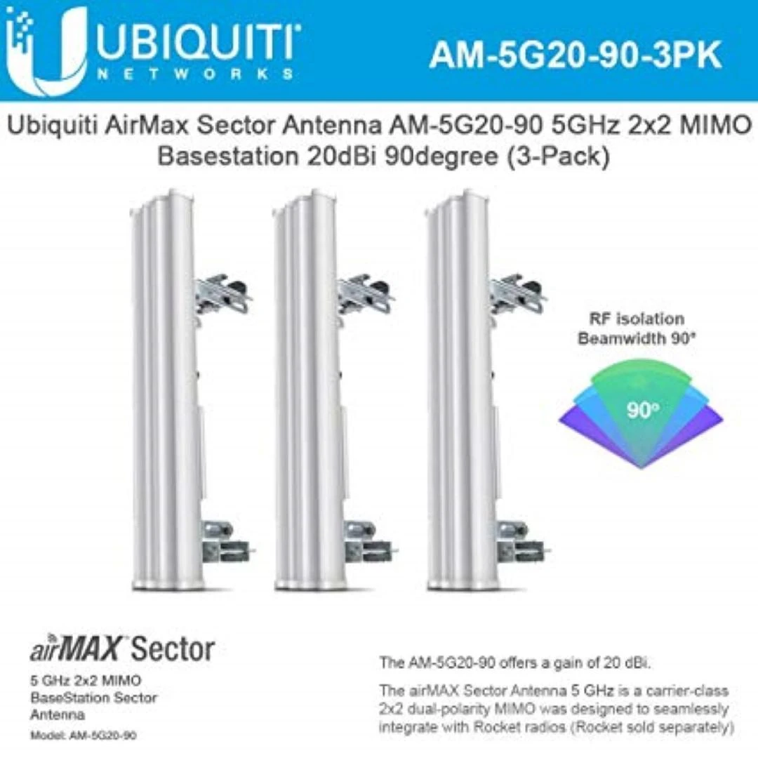 Ubiquiti AM-5G20-90 AirMax BaseStation, 20dBi, 90 laipsnių, raketų rinkinys, ES