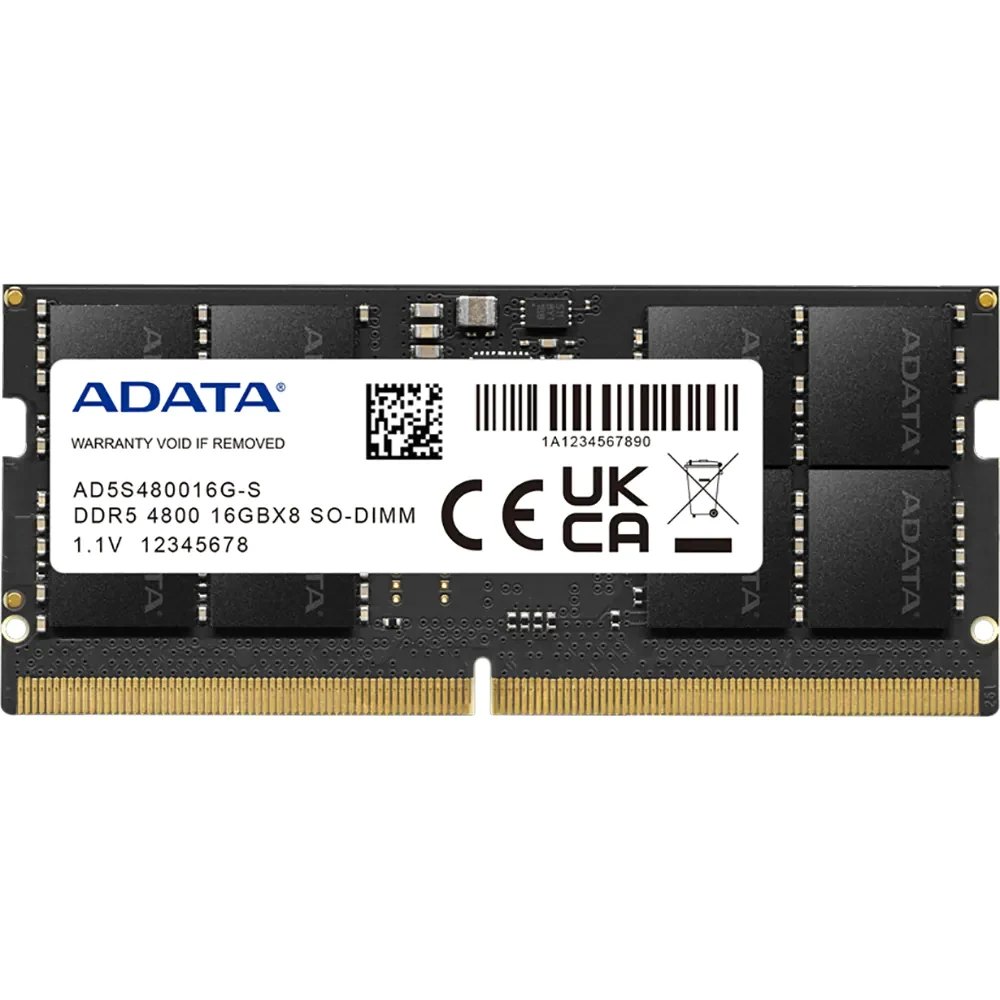 ADATA 16GB DDR5 4800 SO-DIMM atminties modulis iš arti