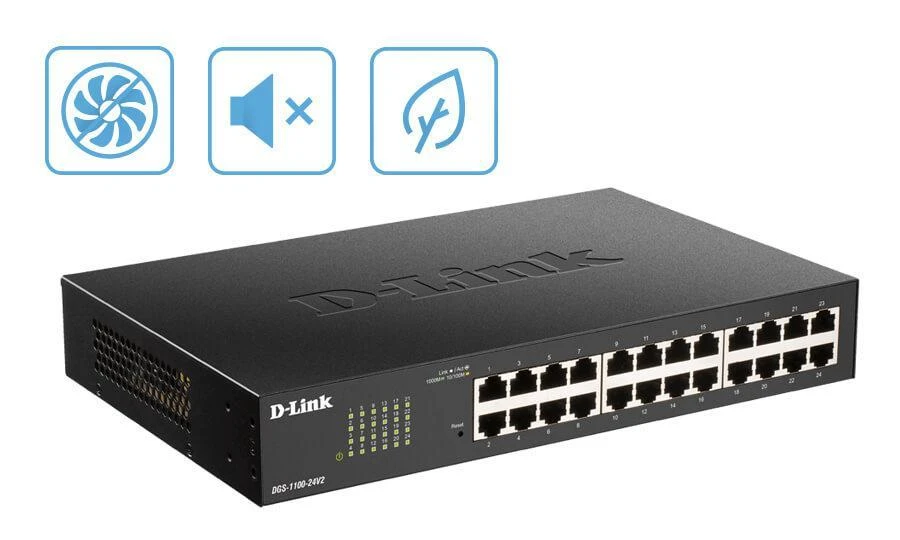 Šakotuvas D-LINK 24 prievadų Layer2 PoE Gigabit Smart Switch 24x 10/100/1000Mbit/s TP RJ-45 prievadas, iš kurio 12 x PoE 802.3af/802.3at802.3x srautas