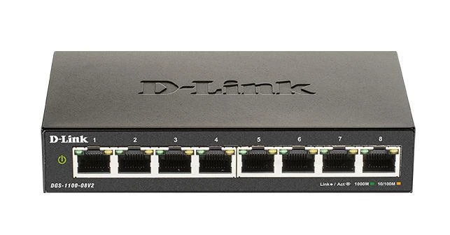 Šakotuvas D-LINK 8-Port Layer2 PoE Smart Gigabit Switch 8x 10/100/1000Mbps TP RJ-45 PoE prievadas 802.3af/at Power-over-Ethernet iki 30 vatų