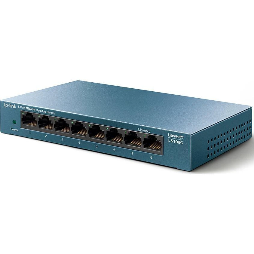 Šakotuvas TP-LINK LiteWave 8 prievadų gigabito darbalaukio komutatorius su 8 gigabito RJ45 prievadais, plieniniame korpuse