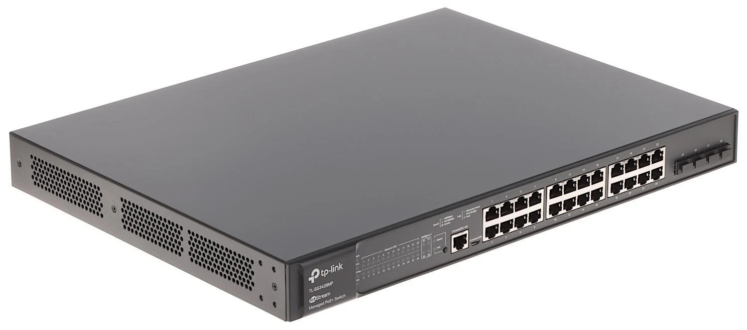 Šakotuvas TP-LINK | Valdomas L2 komutatorius | TL-SG3428MP | Valdomas L2+ | Montuojamas į stelažą | SFP jungčių kiekis: 4 | Maitinimo šaltinio tipas: Vienvietis