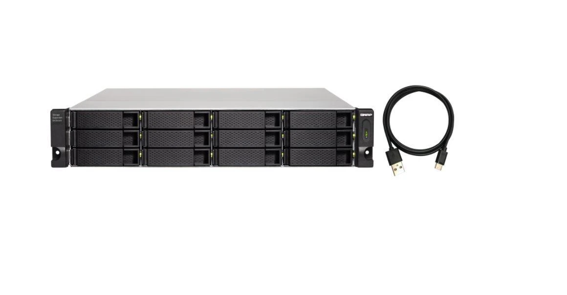 Serveris QNAP TL-R1200C-RP saugojimo diskų korpusas 2.5/3.5" HDD / SSD aptvaras Juoda, Pilka