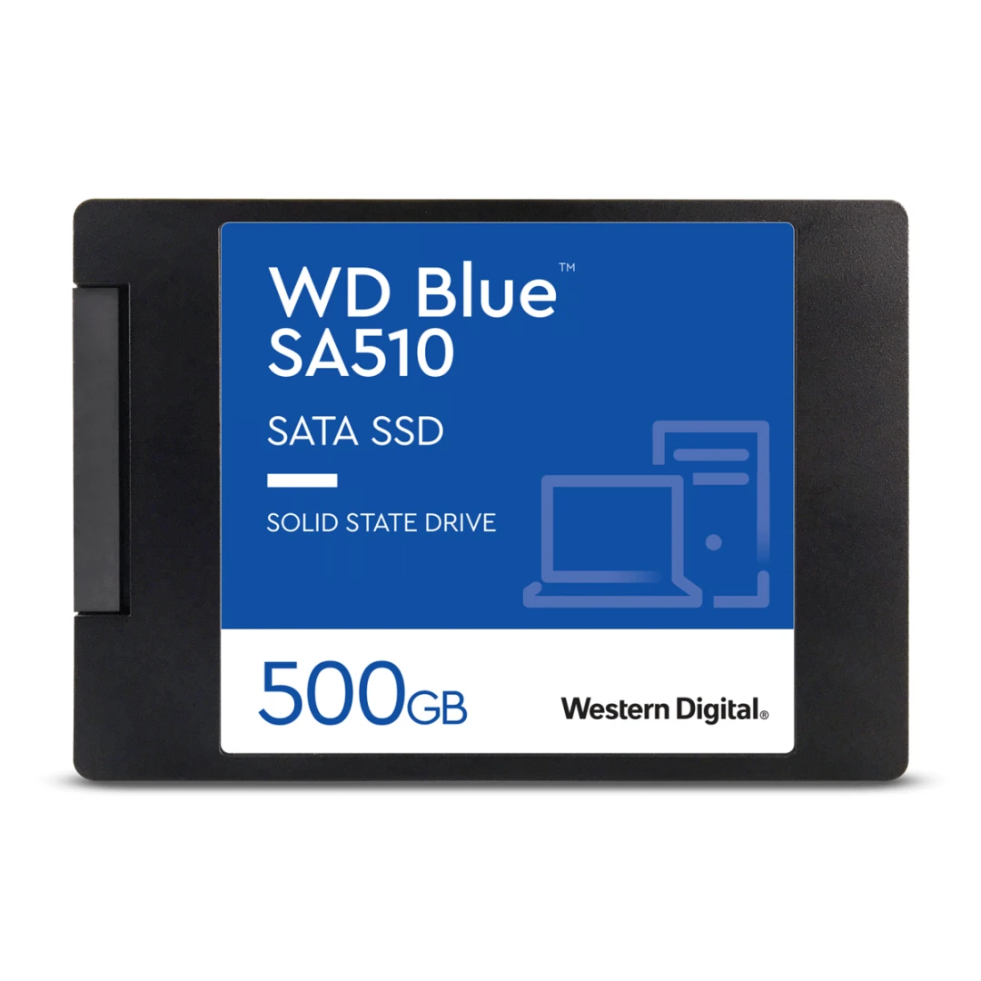 WD Mėlyna SA510 SSD 500GB SATA III 6Gb/s korpuse, 2.5" 7mm vidinėje dalyje, vienoje pakuotėje, maitinamas „SANDISK“