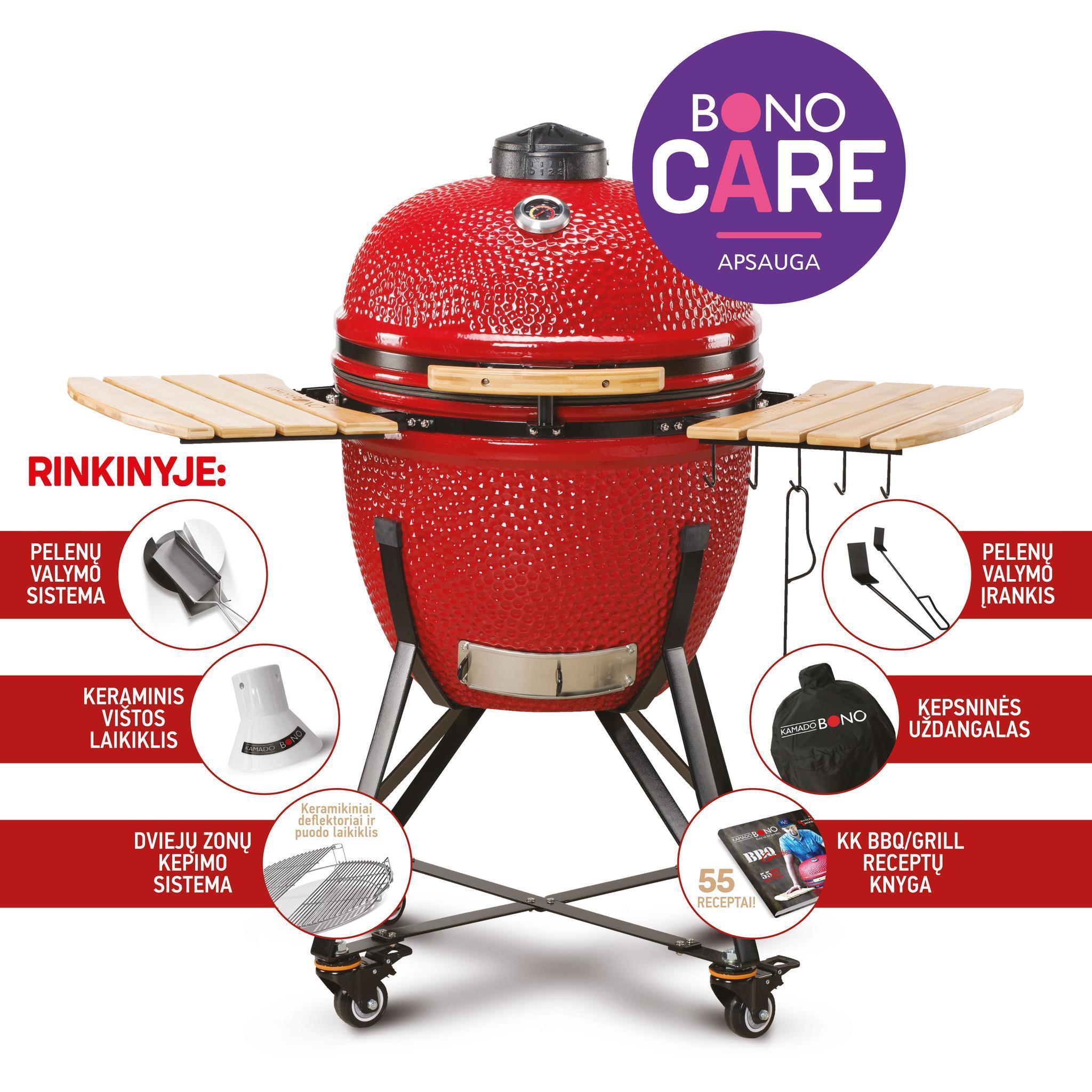 Kepsninė KAMADO BONO GRANDE 59cm su 6 priedais raudona