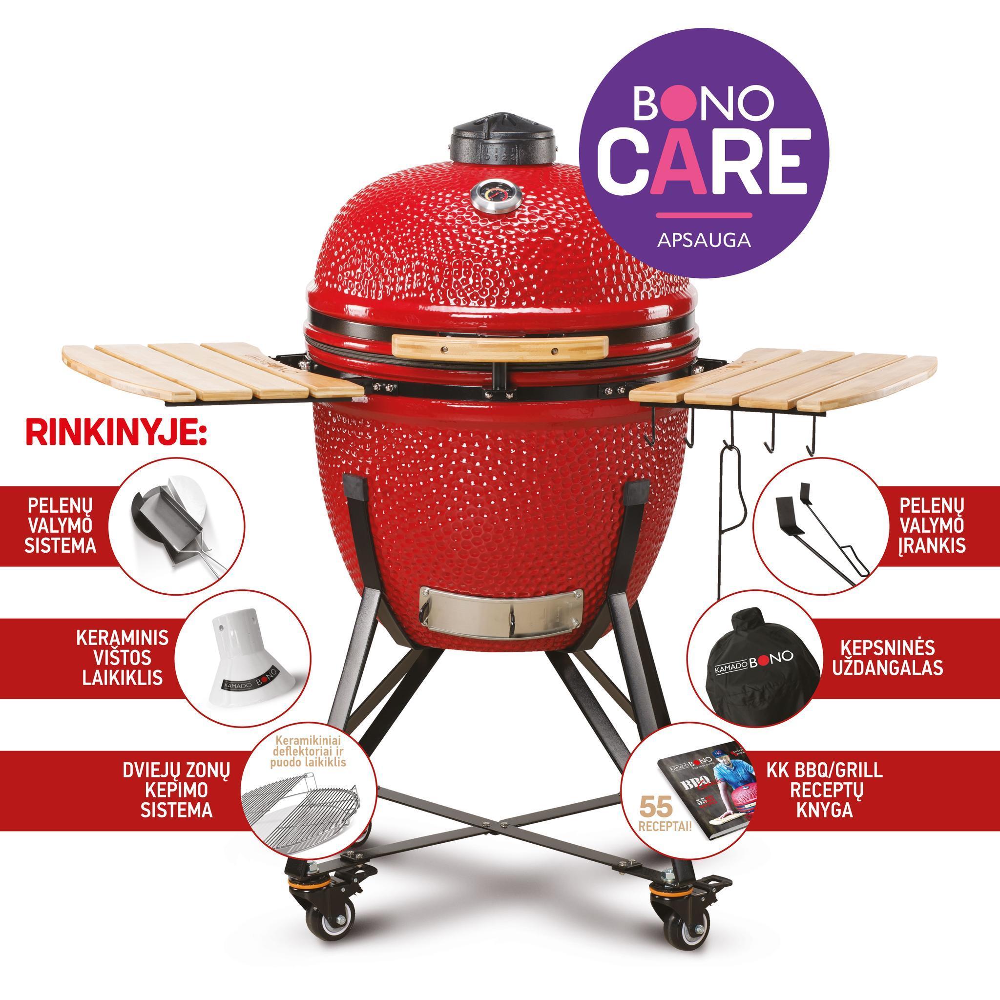 Kepsninė KAMADO BONO GRANDE 59cm su 6 priedais raudona