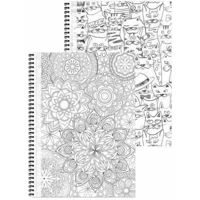 Bloknotas MANDALAS, A4, langeliais, 70 lapų, 70gsm, su spirale šone
