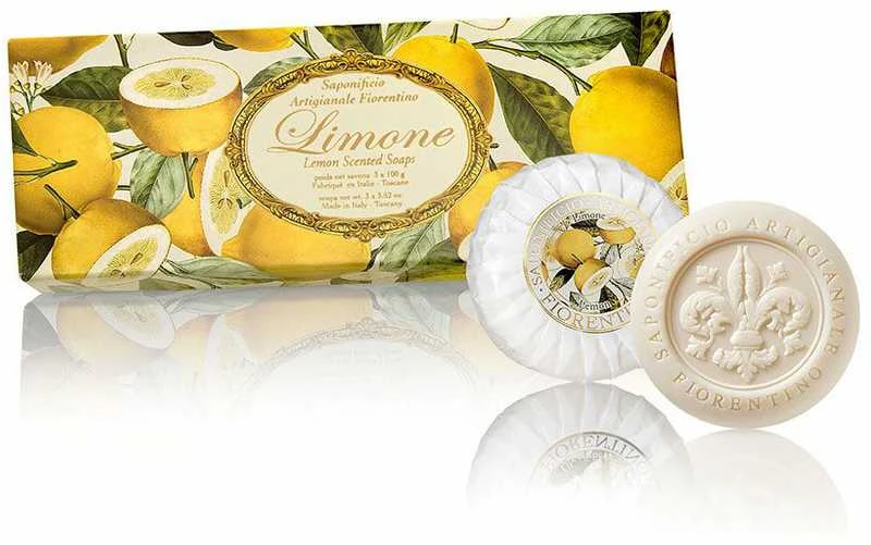 SAF FIORENTINO apvalių muilų su įspaudu rinkinys Citrina, 3x100 g