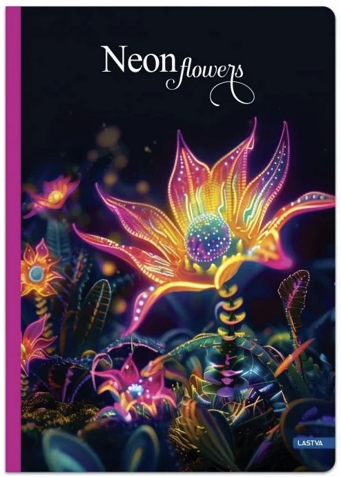 Lastva Knyga A5 96lap 70g lang NEON FLOWERS
