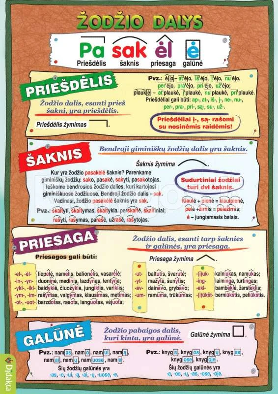 KNYGA Žodžio dalys