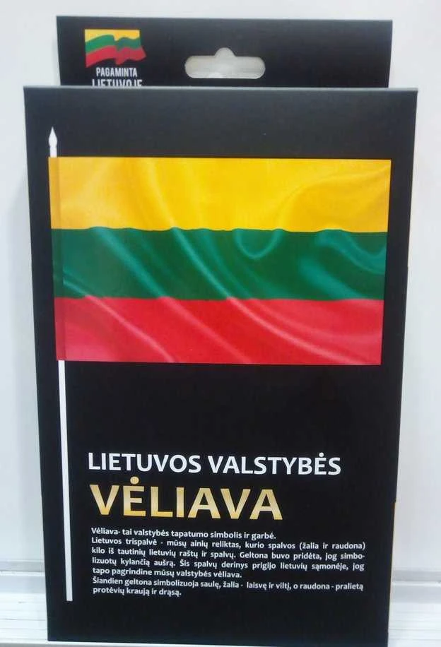 Aka_Baltic Lietuvos valstybės vėliava, 100x170 cm, kotinė, su kišene ir raišteliais, dėžutėje