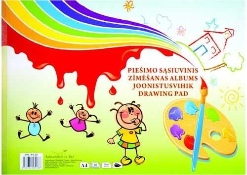Piešimo sąsiuvinis SMLT, A4, 20 lapų, 120 g/m²