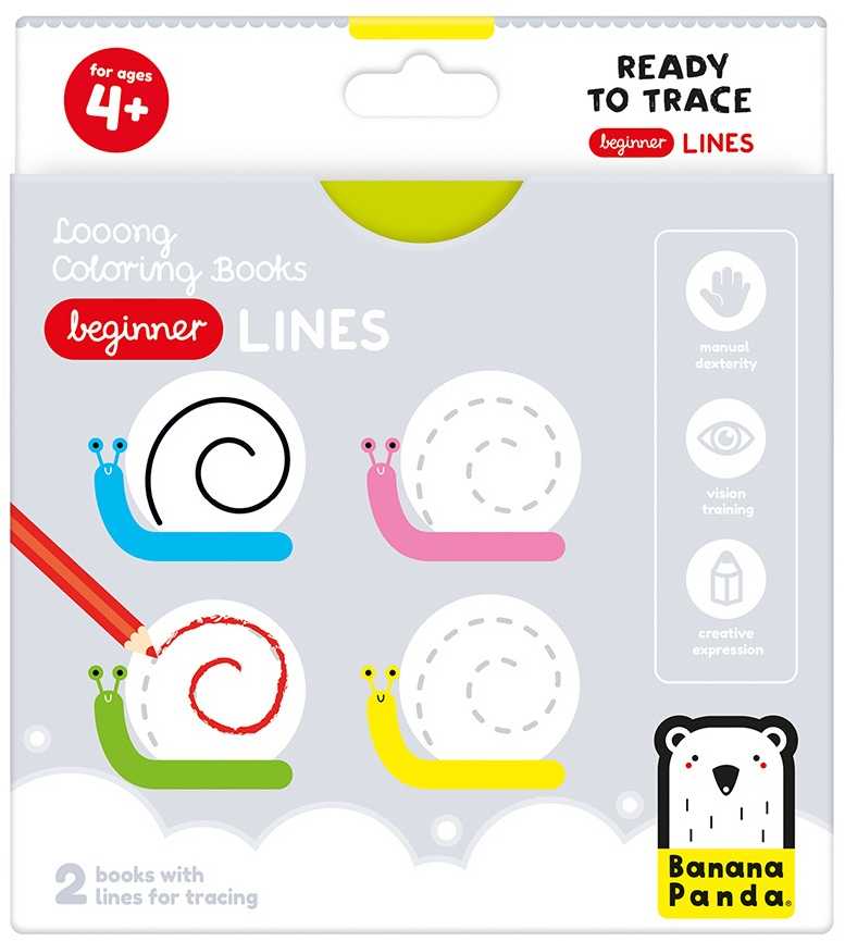 Spalvinimo kortelės Looong Coloring Books: Ready to Trace Beginner Lines 4+