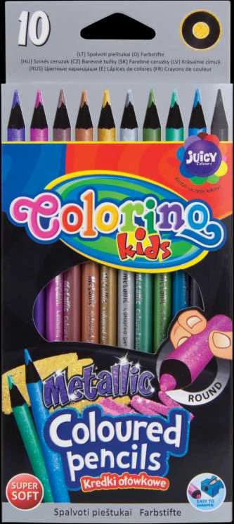 Spalvoti pieštukai COLORINO METTALIC, 10 spalvų