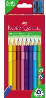 Spalvoti pieštukai Faber-Castell Junior Grip, tribriauniai, 10 spalvų, su drožtuku