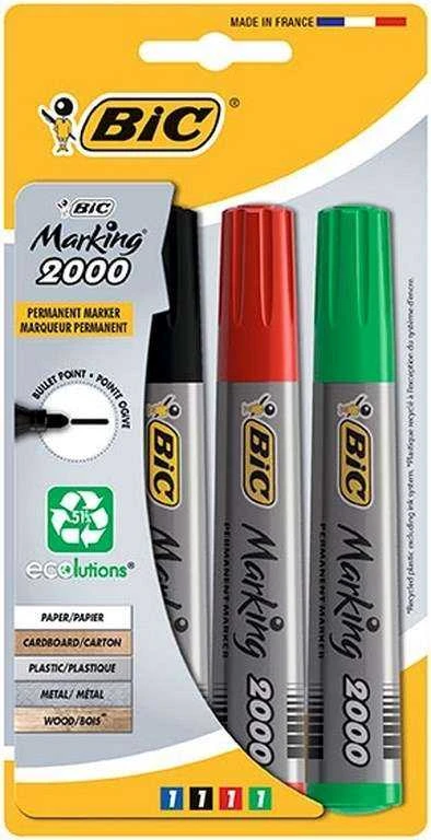 Bic Permanentinių žymeklių rinkinys Eco 2000 4 spalvų rinkinys, 2-5 mm 020040