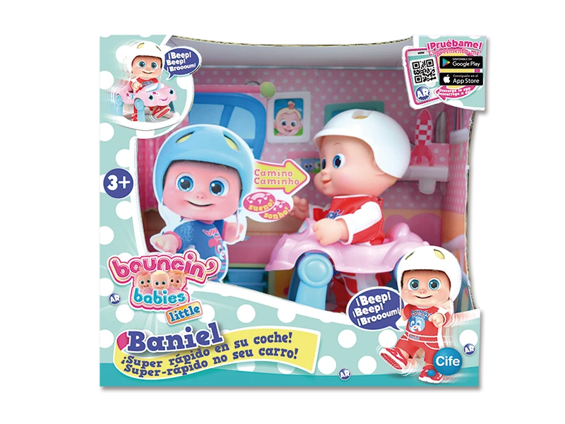 BOUNCIN BABIES lėlė Banielis super greitas savo mašinoje, vaikščiojanti, 16cm, 801001
