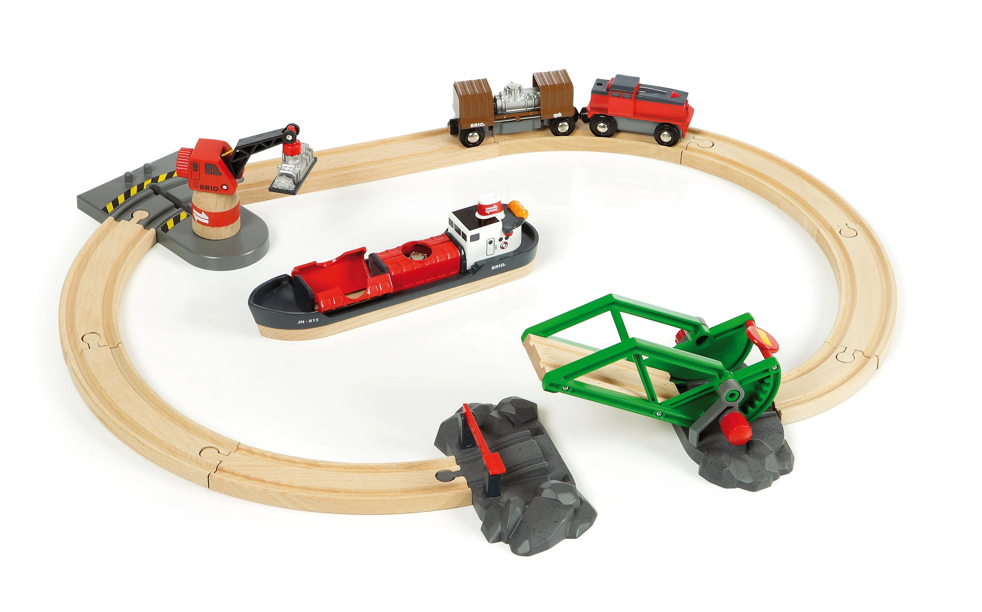 Ravensburger Brio geležinkelis Brio rinkinys su traukinio bėgiais Cargo harbour, 33061
