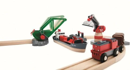 Ravensburger Brio geležinkelis Brio rinkinys su traukinio bėgiais Cargo harbour, 33061
