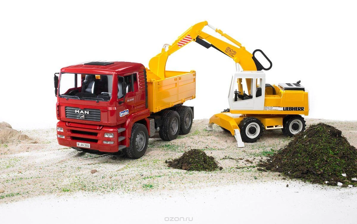 BRUDER statybinis sunkvežimis MAN TGA ir ekskavatorius Liebherr, 2751