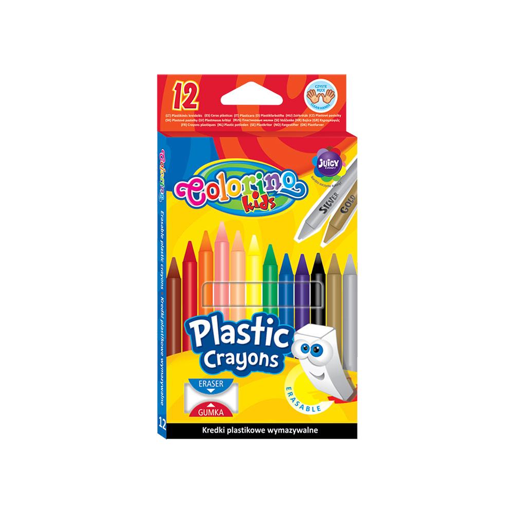 COLORINO CREATIVE nutrinamos kreidelės 12 spalvų ir trintukas, 91992PTR