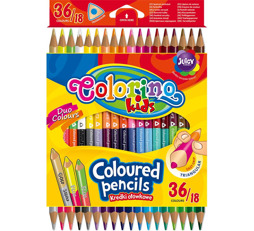 COLORINO CREATIVE Trikampiai spalvoti pieštukai 18 vnt/36 spalvų, 68512PTR