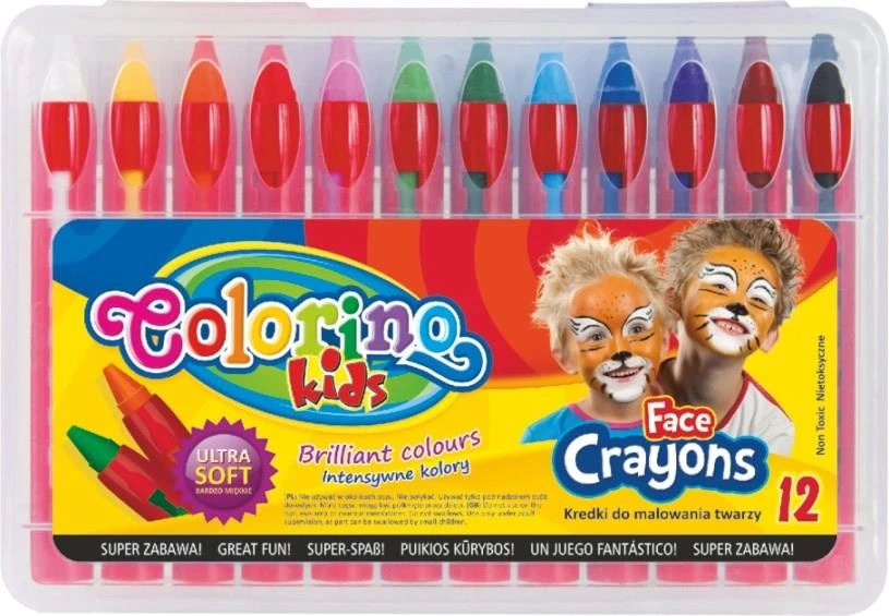 COLORINO KIDS veido puošybos kreidelės, 12 spalvų, 32650PTR