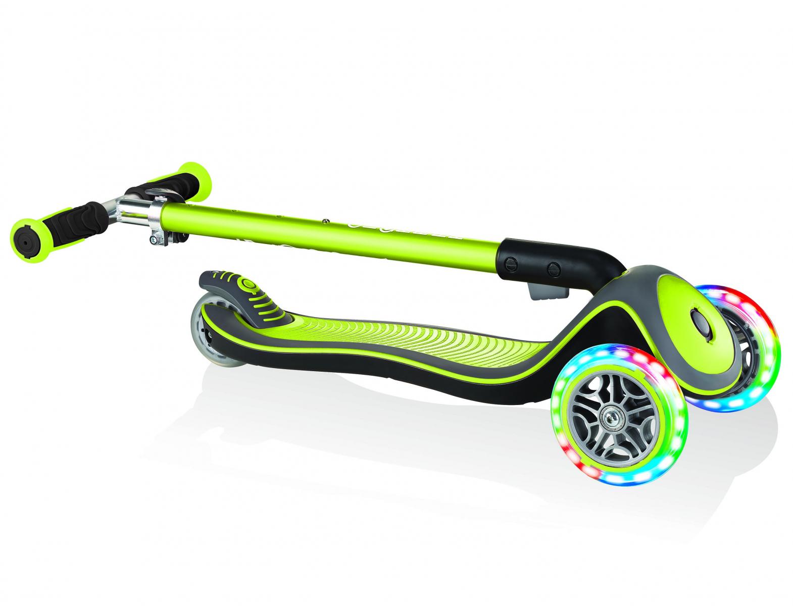 GLOBBER paspirtukas Elite Deluxe Lights, laimo žalios spalvos, 444-406