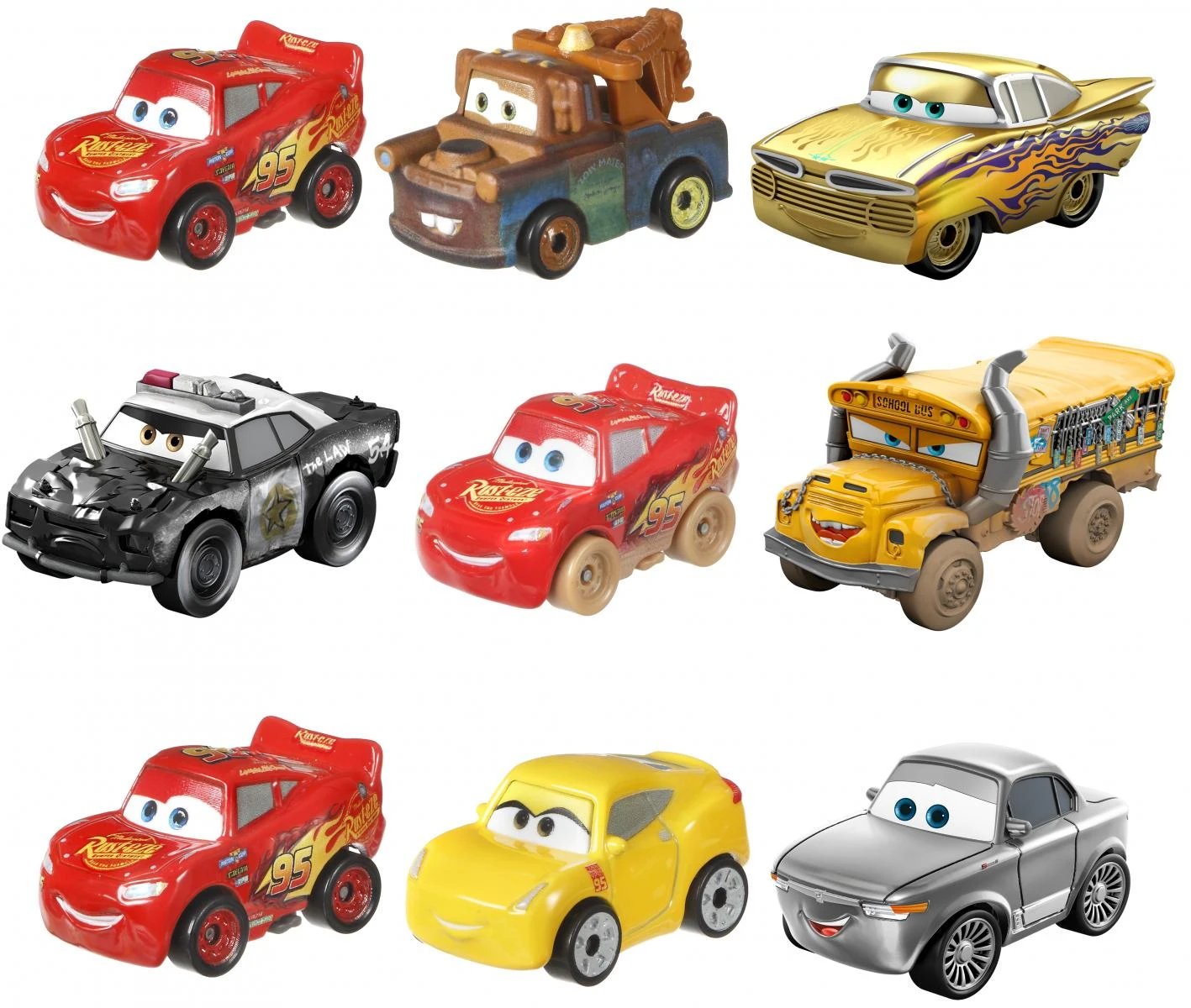 Mattel CARS 3 automodelių rinkinys Mini Lenktynininkai, 3vnt., GKG01