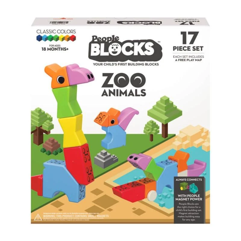 Teka PEOPLE BLOCKS Magnetinių kaladėlių rinkinys Zoo gyvūnai, PB321