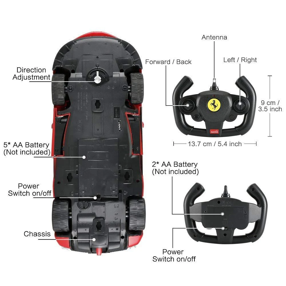 Nuotoliniu būdu valdomas 1:14 automodelis RASTAR R/C Ferrari LaFerrari Aperta, juodas