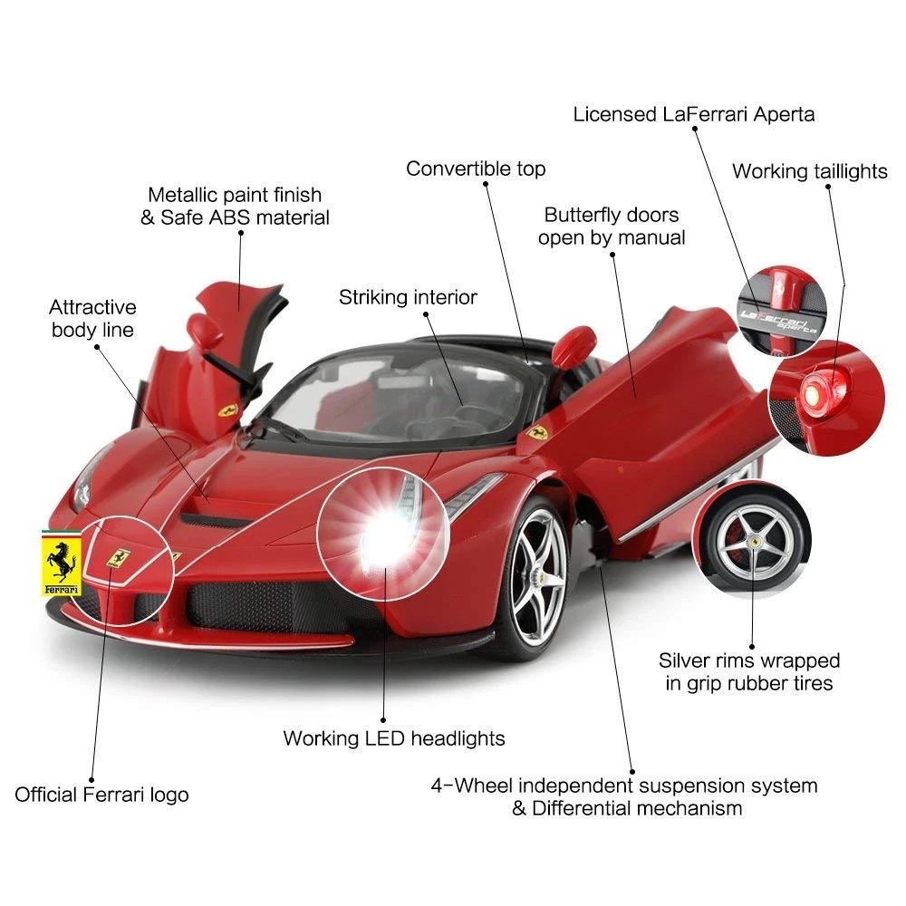 Nuotoliniu būdu valdomas 1:14 automodelis RASTAR R/C Ferrari LaFerrari Aperta, juodas