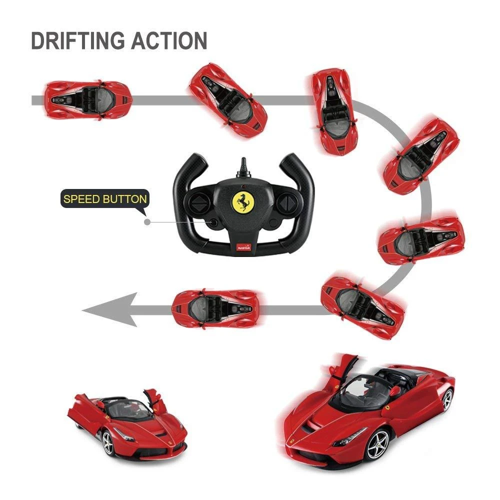 Nuotoliniu būdu valdomas 1:14 automodelis RASTAR R/C Ferrari LaFerrari Aperta, juodas