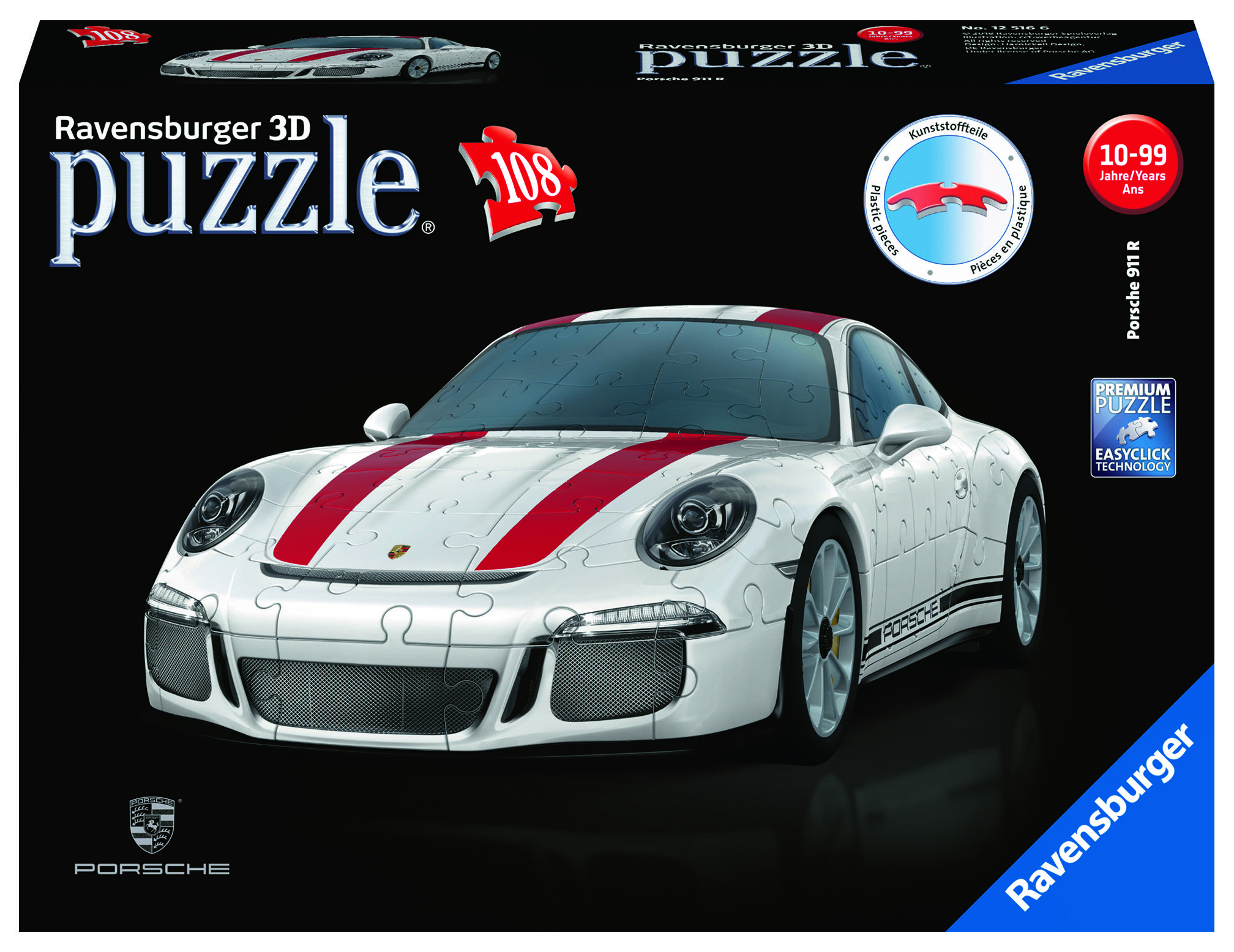 RAVENSBURGER dėlionė Porsche 911R 108vnt, 12528 aprašymas - Prekės nuotrauka