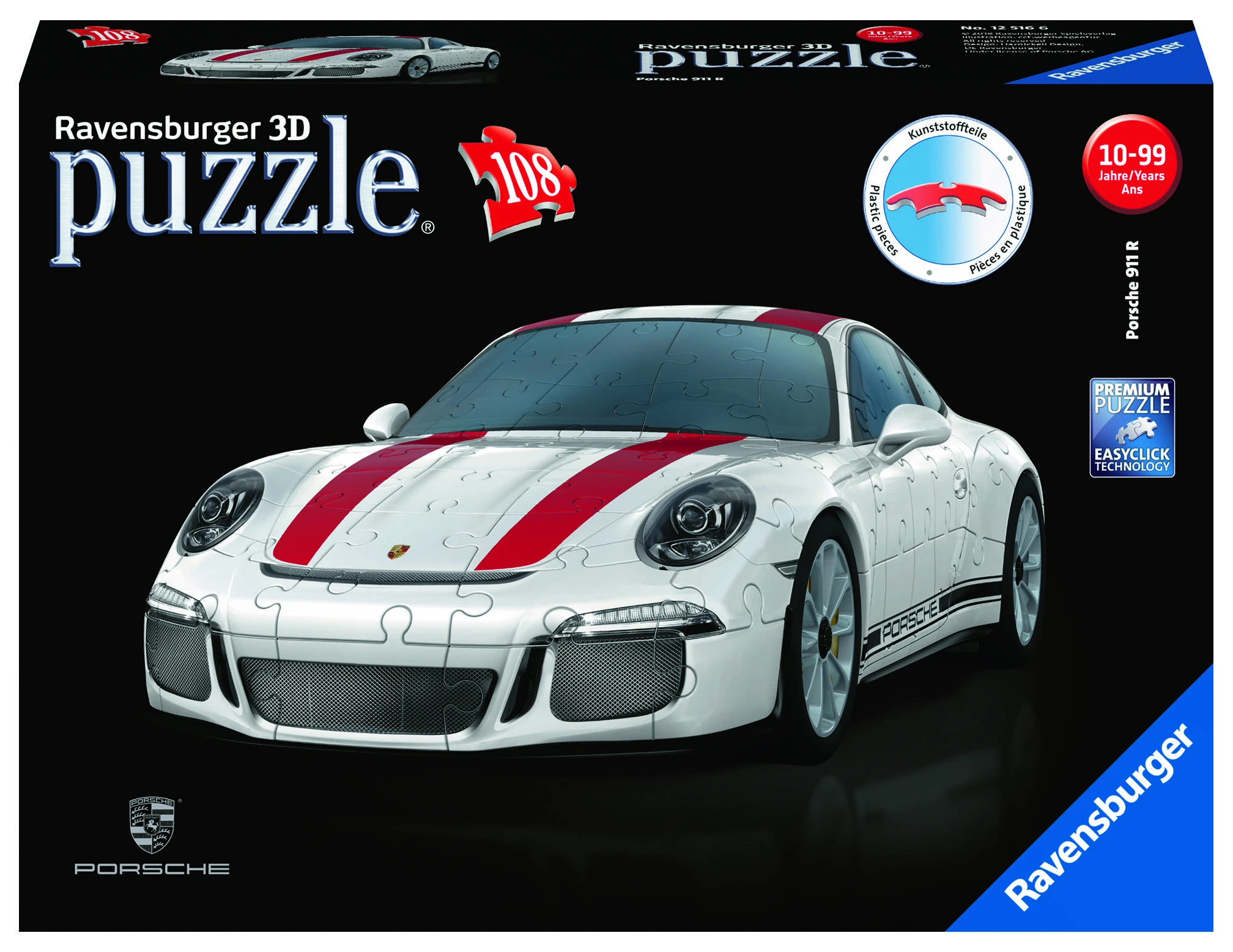 RAVENSBURGER dėlionė Porsche 911R 108vnt, 12528 aprašymas - Prekės nuotrauka