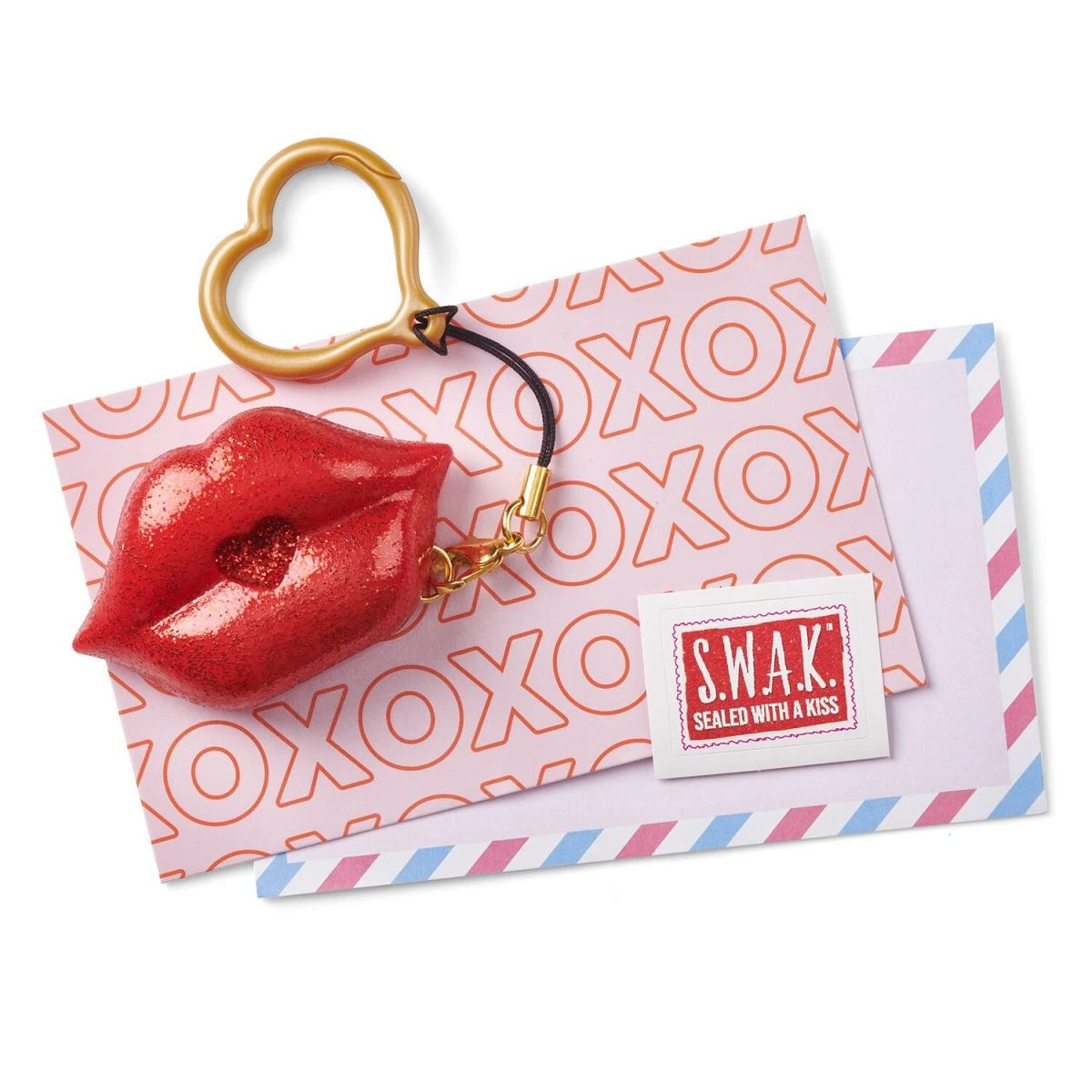 S.W.A.K. raktų pakabukas su garsu Red Glitter Kiss, 4115 aprašymas - Prekės nuotrauka