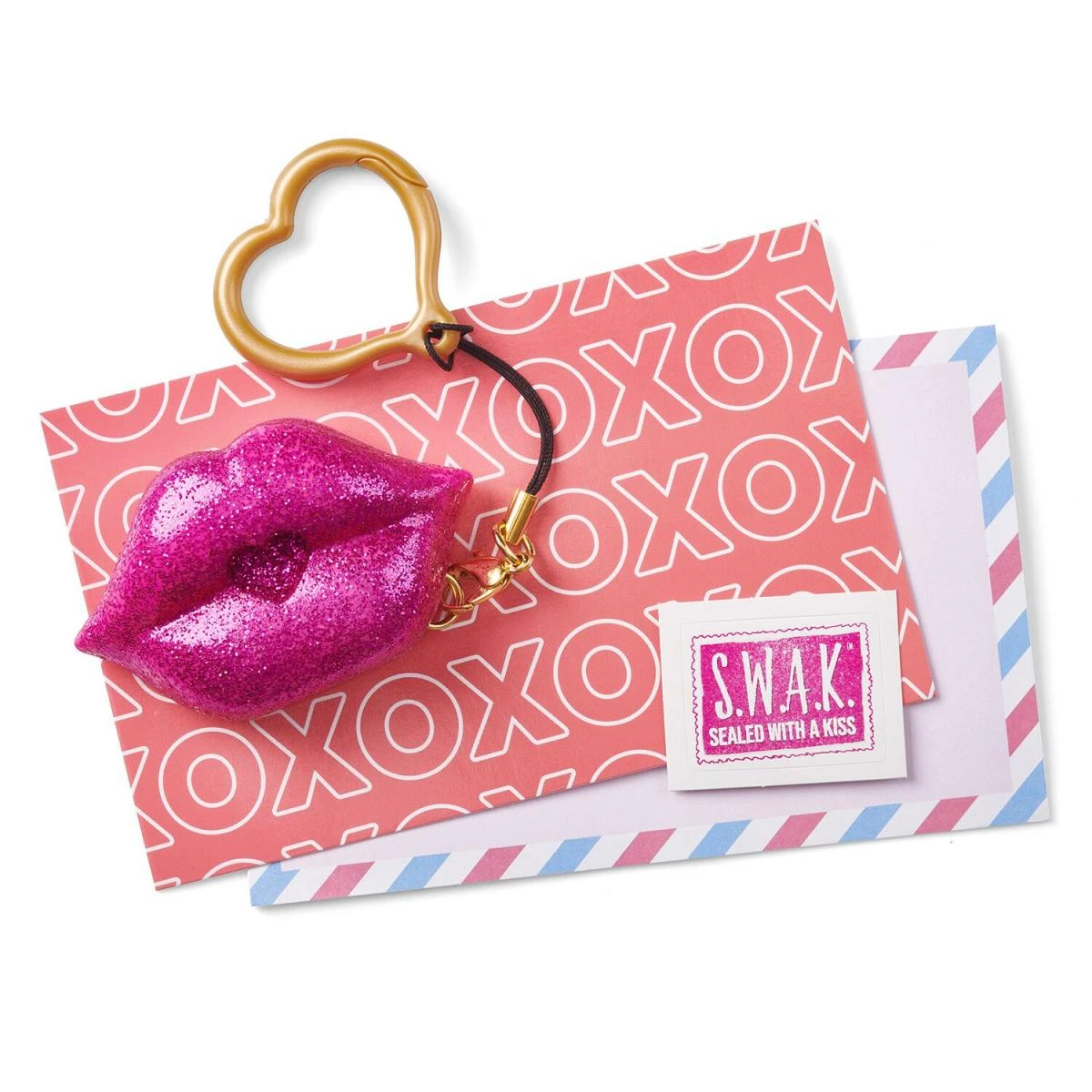 S.W.A.K. raktų pakabukas su garsu Pink Glitter Kiss, 4116 aprašymas - Prekės nuotrauka