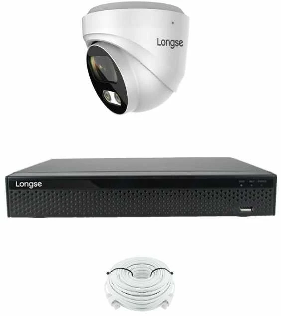 4 megapikselių raiškos IP kamerų komplektas Longse - 1- 4 kameros CMSBFG400/A, POE, Kamerų kiekis: 1, Vaizdo ir maitinimo kabeliai: Su kabeliais