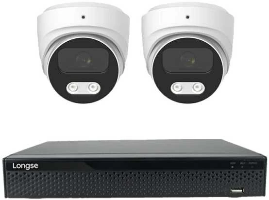 4K 8 megapikselių raiškos IP kamerų komplektas Longse - 1- 4 kameros CMSBKL8RC Hybrid light, POE, žmogaus ir automobilio detekcija, Kamerų kiekis: 2, Vaizdo ir maitinimo kabeliai: Be kabelių