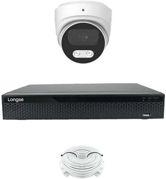 4K 8 megapikselių raiškos IP kamerų komplektas Longse - 1- 4 kameros CMSBKL8RC Hybrid light, POE, žmogaus ir automobilio detekcija, Kamerų kiekis: 1, Vaizdo ir maitinimo kabeliai: Su kabeliais